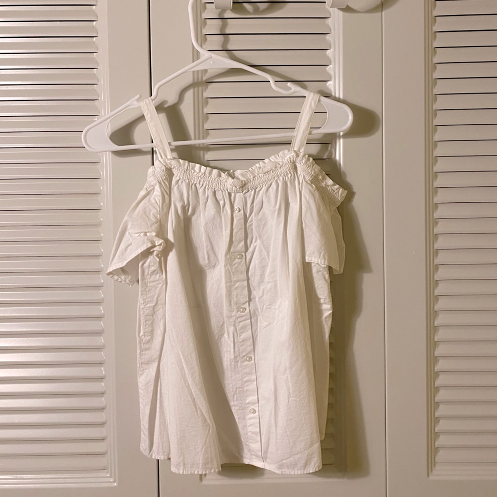 Off-the-shoulder cotton white shirt